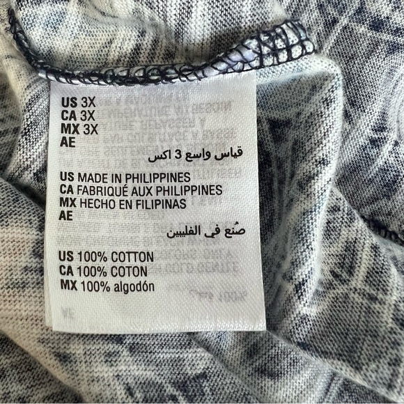 INC International Concepts 3X Blue Floral Cold Shoulder Blouse Top Ruffled Neck - Picture 12 of 13